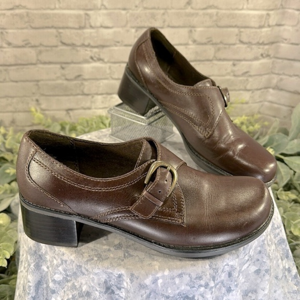 St. John’s Bay Dk.Brown Leather Round Toe 2” Block Heel Dressy Casuals WMS 7.5M